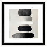 Modern Abstract Wall Art – Black & White Stacked Minimalist Design