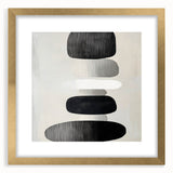 Modern Abstract Wall Art – Black & White Stacked Minimalist Design