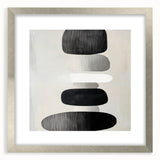 Modern Abstract Wall Art – Black & White Stacked Minimalist Design