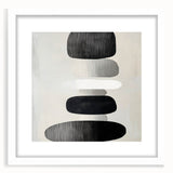 Modern Abstract Wall Art – Black & White Stacked Minimalist Design