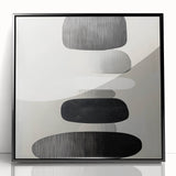 Modern Abstract Wall Art – Black & White Stacked Minimalist Design