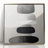 Modern Abstract Wall Art – Black & White Stacked Minimalist Design