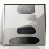 Modern Abstract Wall Art – Black & White Stacked Minimalist Design