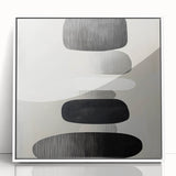 Modern Abstract Wall Art – Black & White Stacked Minimalist Design