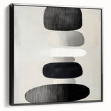 Modern Abstract Wall Art – Black & White Stacked Minimalist Design