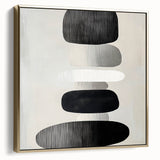 Modern Abstract Wall Art – Black & White Stacked Minimalist Design