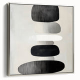 Modern Abstract Wall Art – Black & White Stacked Minimalist Design