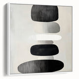 Modern Abstract Wall Art – Black & White Stacked Minimalist Design