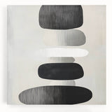 Modern Abstract Wall Art – Black & White Stacked Minimalist Design