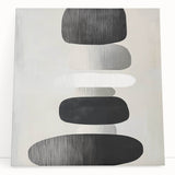 Modern Abstract Wall Art – Black & White Stacked Minimalist Design