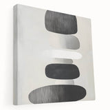 Modern Abstract Wall Art – Black & White Stacked Minimalist Design