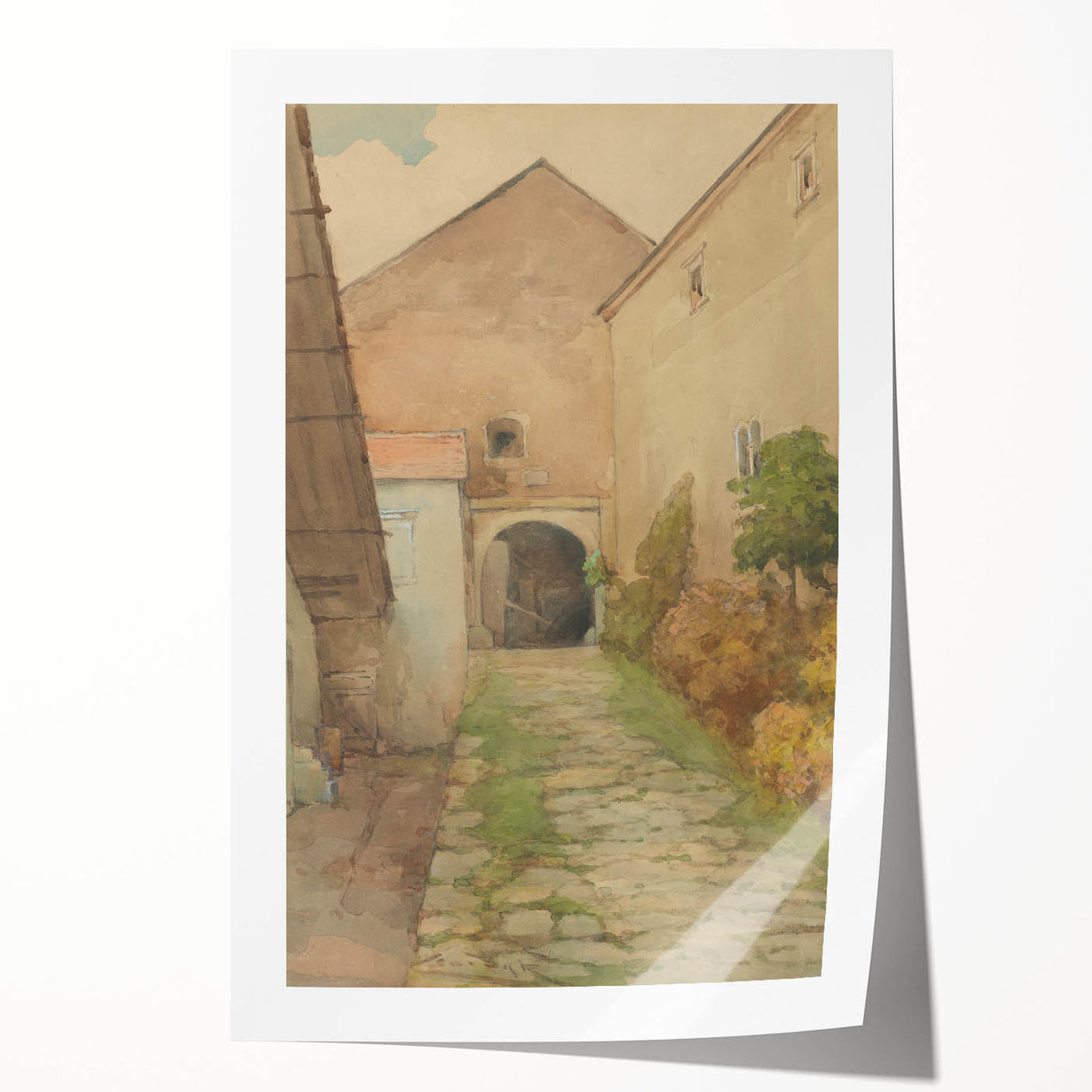 Old Yard - Impressionist Landscape Art by Lajos Csordák