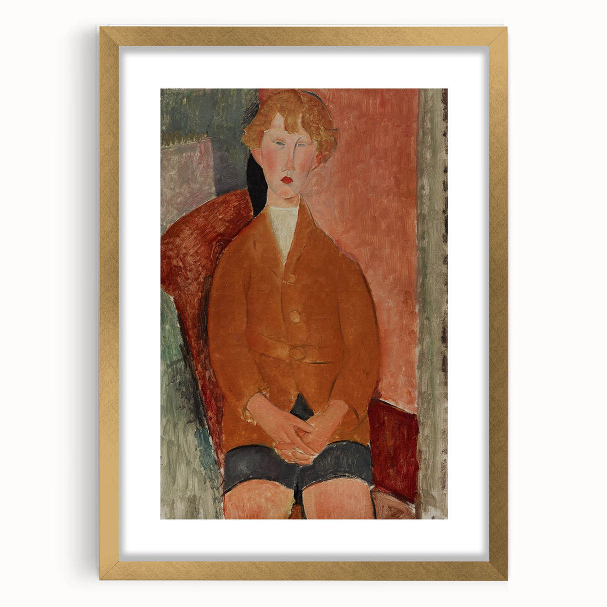 Modern Wall Art: Modigliani's Boy in Earthy Tones – Timeless Portrait Decor
