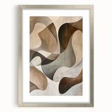 Abstract minimalist wall art framed in silver with a white mat, showcasing a sleek design perfect for contemporary home decor. Ideal for modern living spaces.