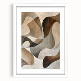 Abstract minimalist wall art frame with a white mat, showcasing geometric shapes and soft pastel colors, ideal for contemporary home decor.