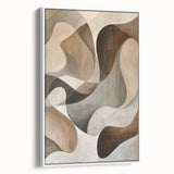 Framed abstract minimalist wall art featuring soft white and subtle grey tones, displayed in a chic side view. Ideal for modern home decor and interior design.