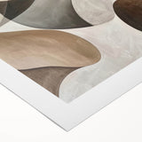 Abstract minimalist wall art on rolled canvas, showcasing soft pastel colors and geometric shapes, ideal for modern home decor. Packaged securely in a cardboard tube for delivery.