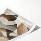 Abstract minimalist wall art print showcasing soft pastel colors and geometric shapes, rolled and ready for display in a sturdy cardboard tube. Perfect for modern decor.