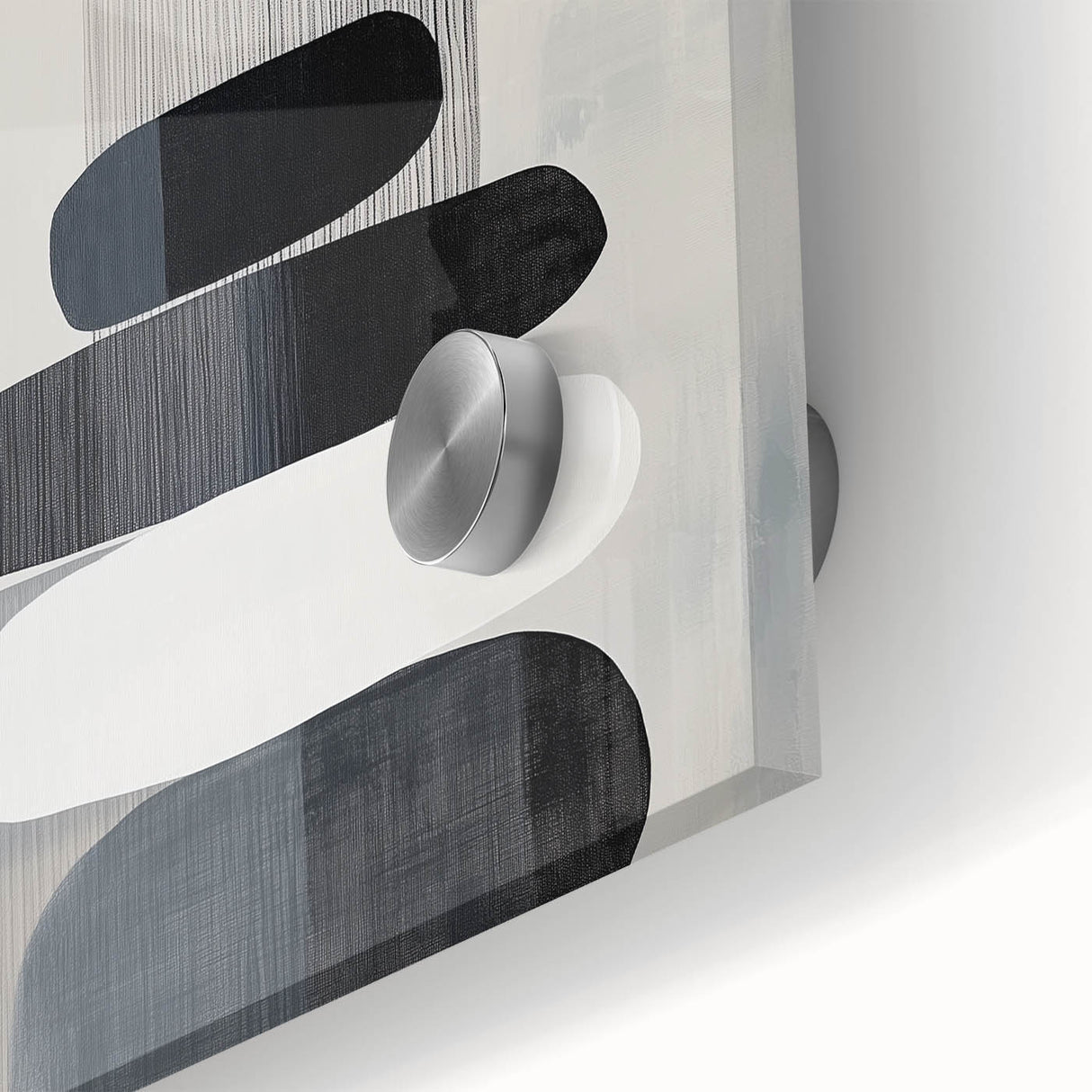 Contemporary Abstract Canvas – Black & White Zen-Inspired Wall Art