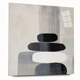 Contemporary Abstract Canvas – Black & White Zen-Inspired Wall Art