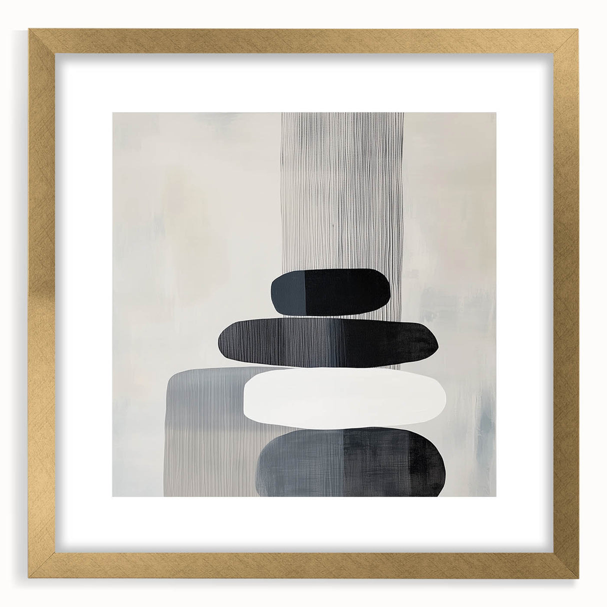 Contemporary Abstract Canvas – Black & White Zen-Inspired Wall Art