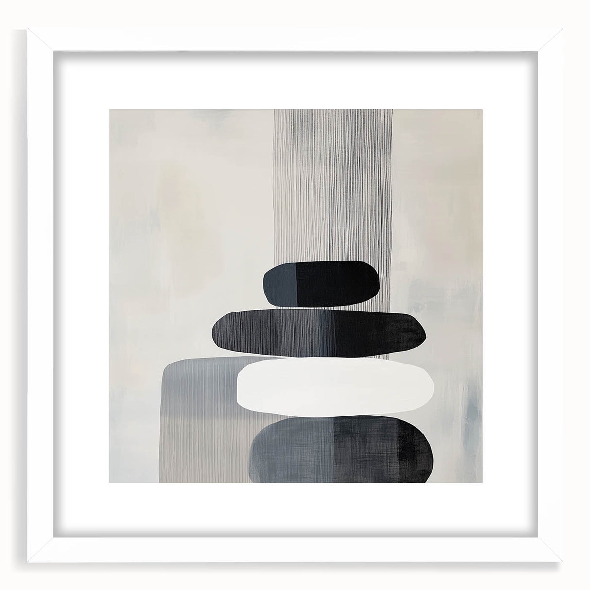 Contemporary Abstract Canvas – Black & White Zen-Inspired Wall Art