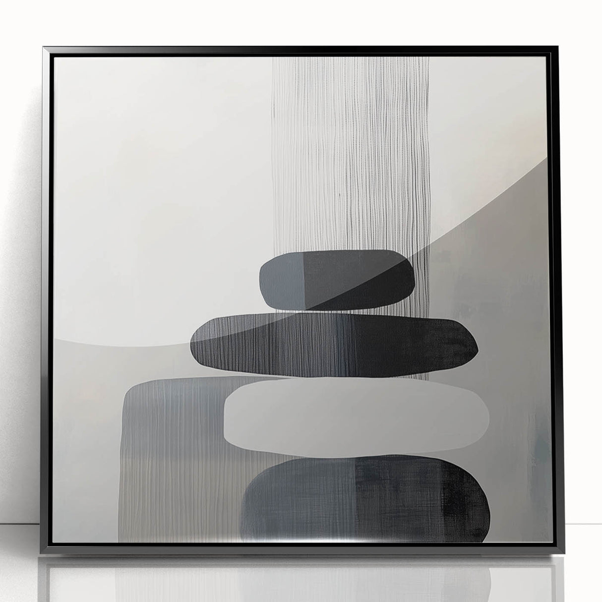 Contemporary Abstract Canvas – Black & White Zen-Inspired Wall Art