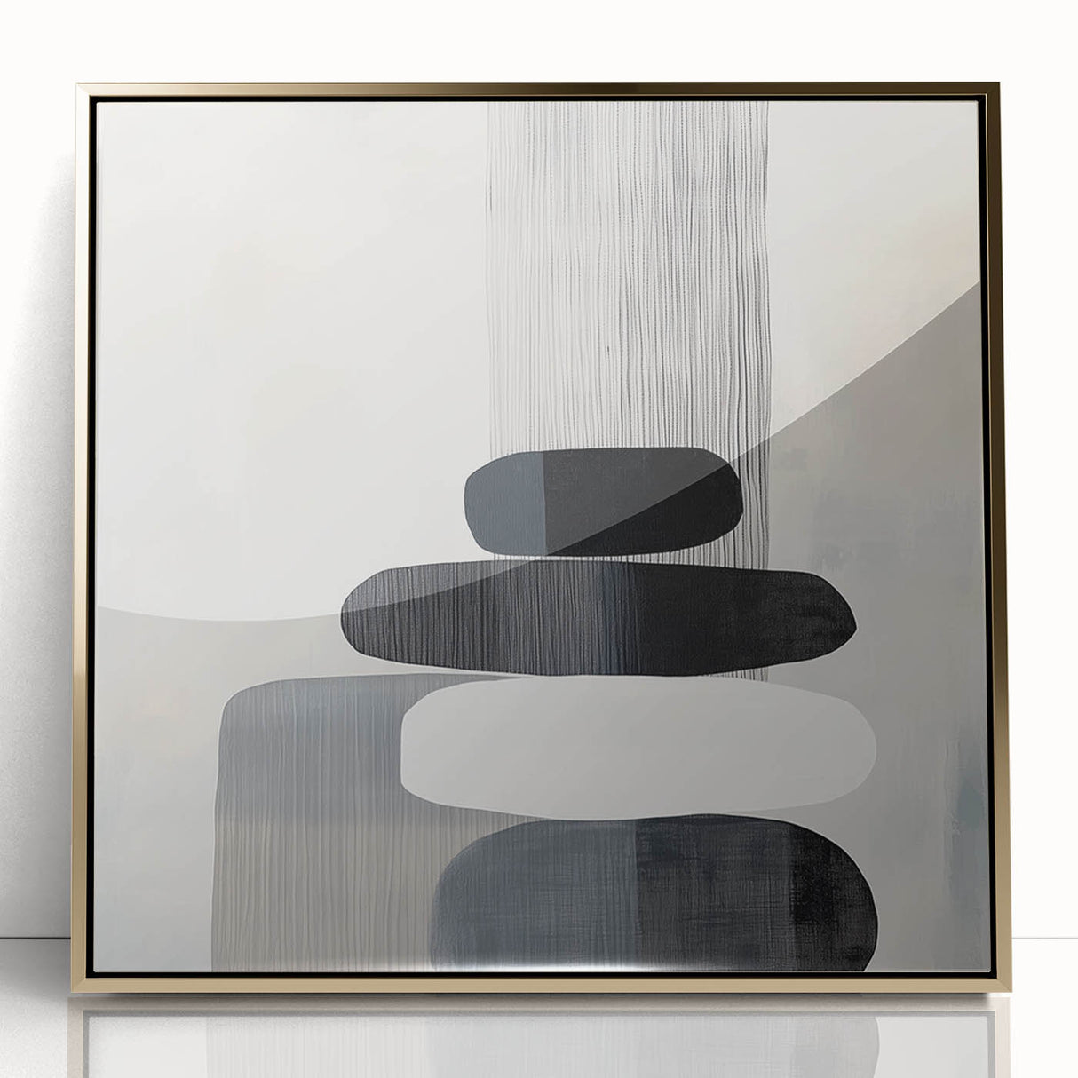 Contemporary Abstract Canvas – Black & White Zen-Inspired Wall Art