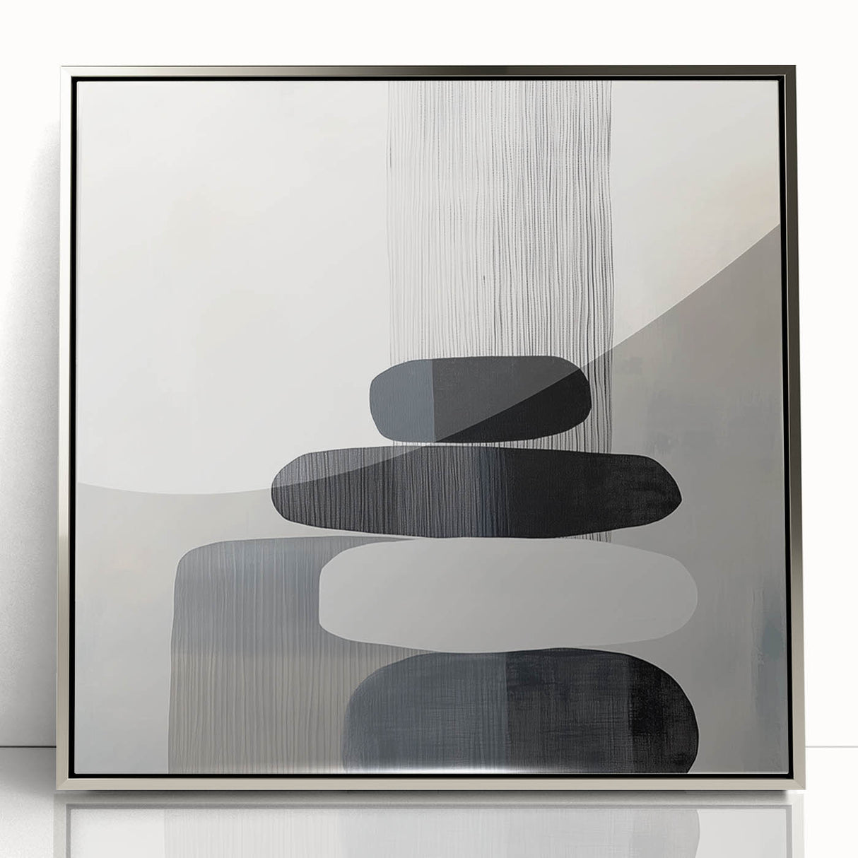Contemporary Abstract Canvas – Black & White Zen-Inspired Wall Art