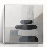 Contemporary Abstract Canvas – Black & White Zen-Inspired Wall Art