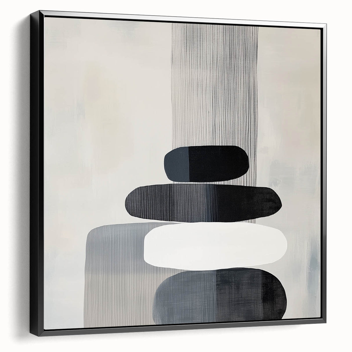 Contemporary Abstract Canvas – Black & White Zen-Inspired Wall Art