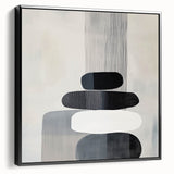 Contemporary Abstract Canvas – Black & White Zen-Inspired Wall Art