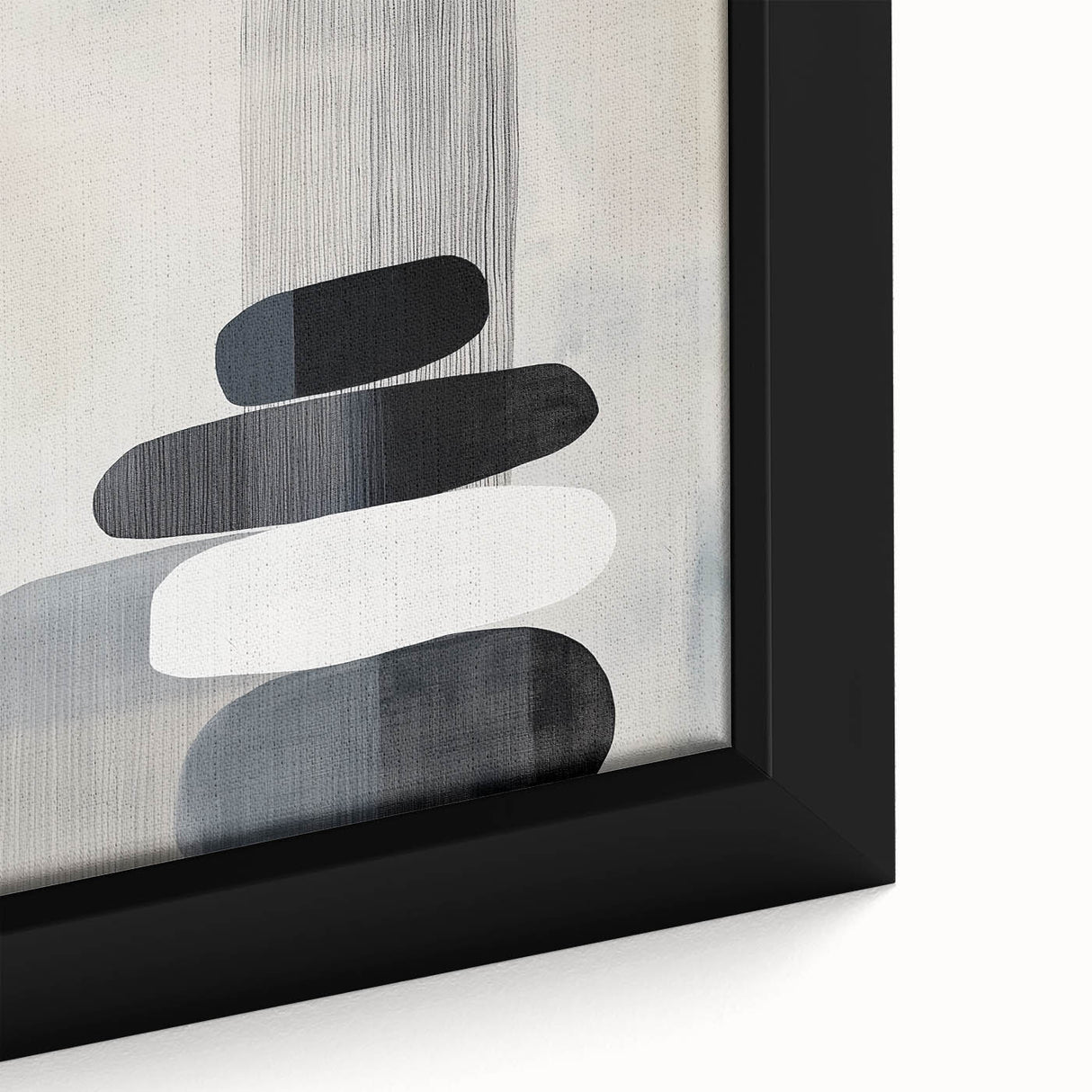 Contemporary Abstract Canvas – Black & White Zen-Inspired Wall Art