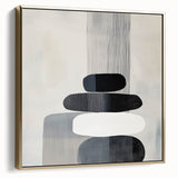 Contemporary Abstract Canvas – Black & White Zen-Inspired Wall Art