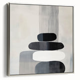 Contemporary Abstract Canvas – Black & White Zen-Inspired Wall Art