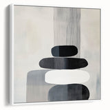 Contemporary Abstract Canvas – Black & White Zen-Inspired Wall Art