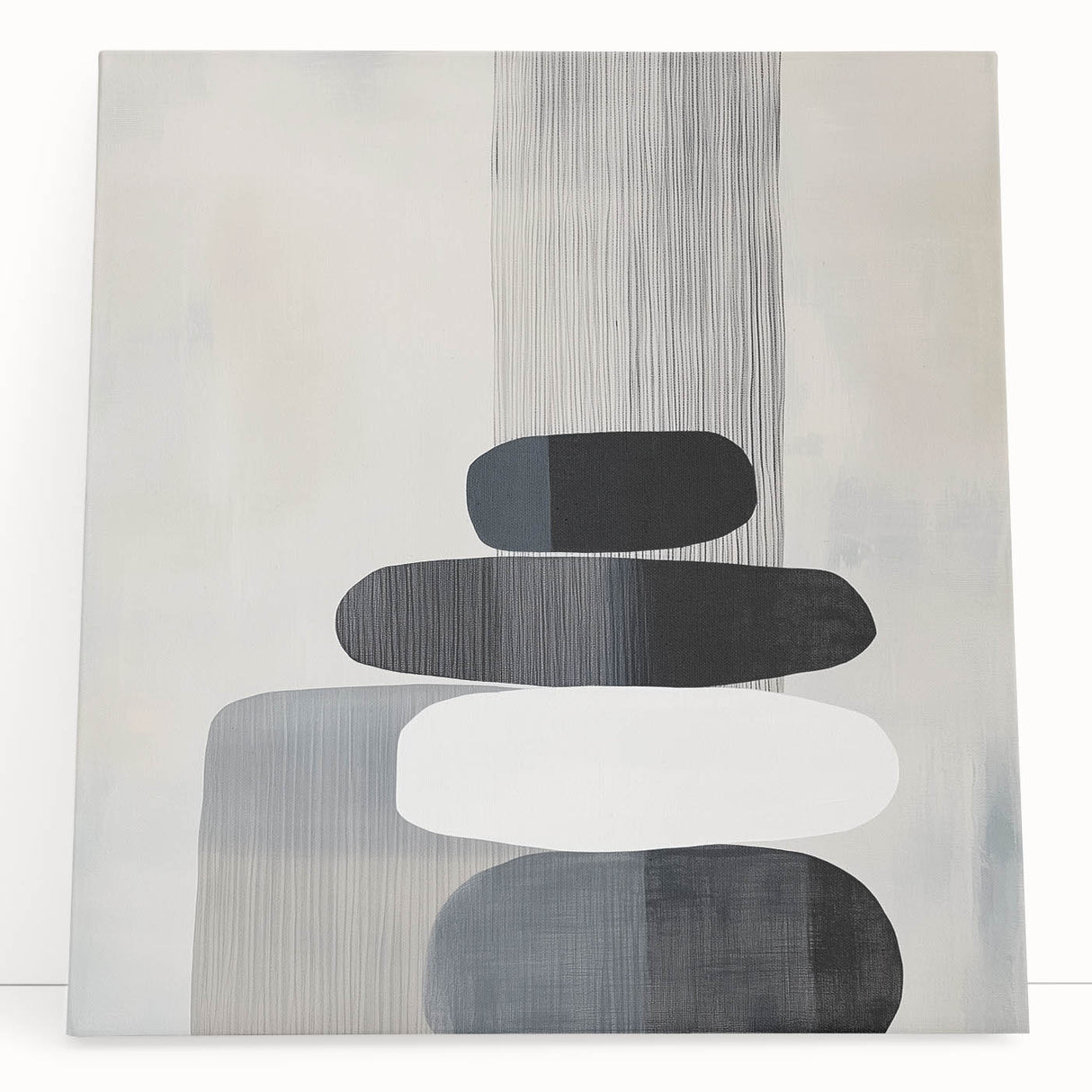 Contemporary Abstract Canvas – Black & White Zen-Inspired Wall Art