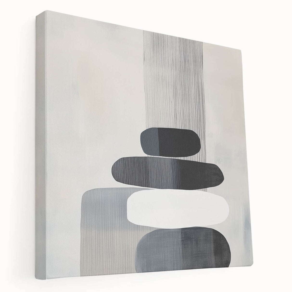 Contemporary Abstract Canvas – Black & White Zen-Inspired Wall Art