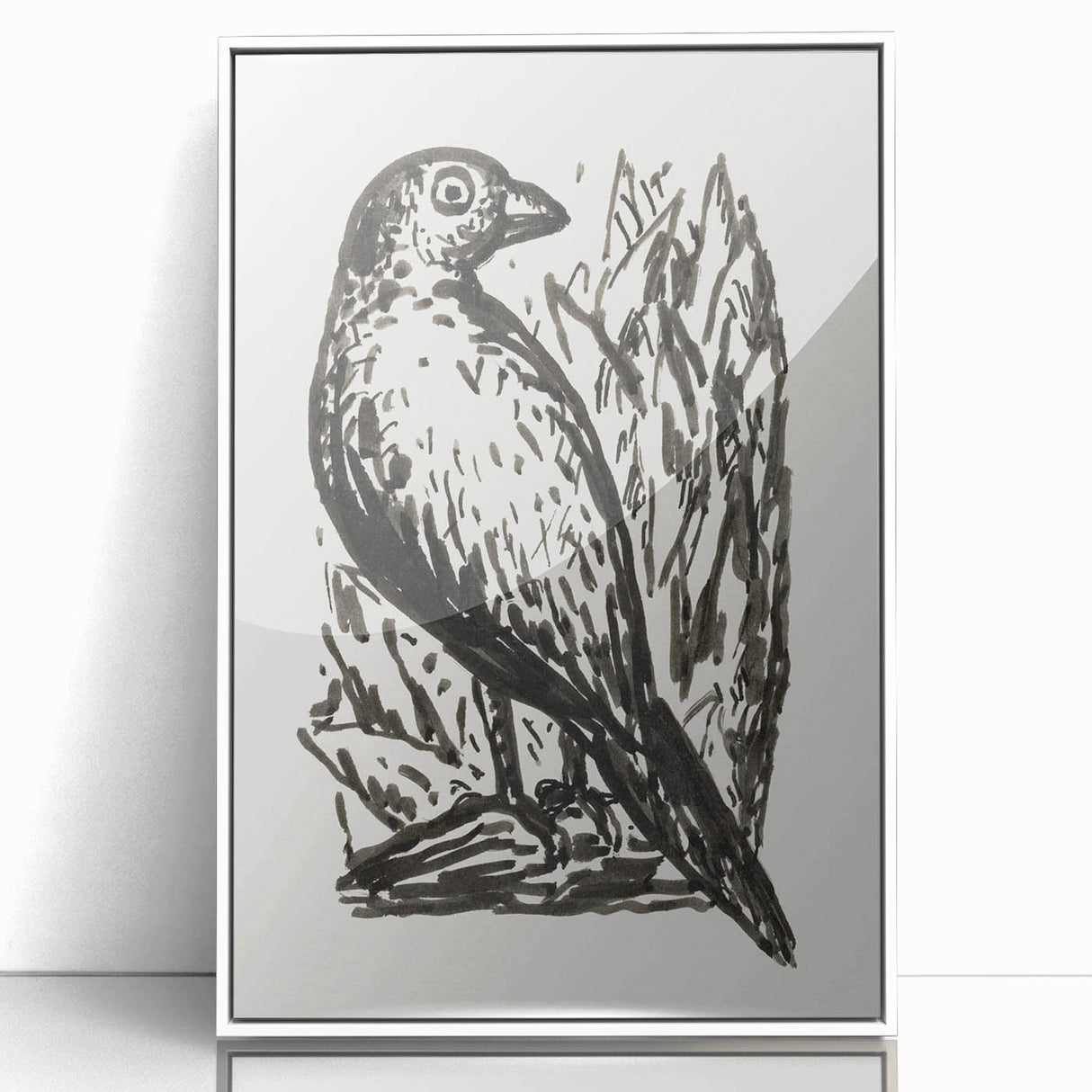Modern Wall Art: Monochrome Bird Illustration – Minimalist Black & White Decor