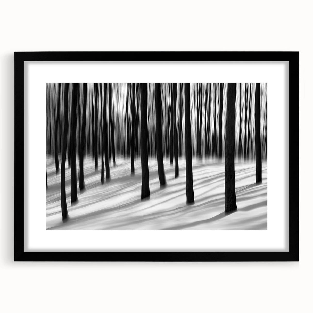 Blurred Winter Forest – Dynamic Black and White Motion Wall Art