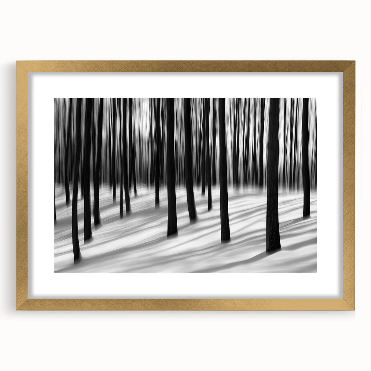 Blurred Winter Forest – Dynamic Black and White Motion Wall Art