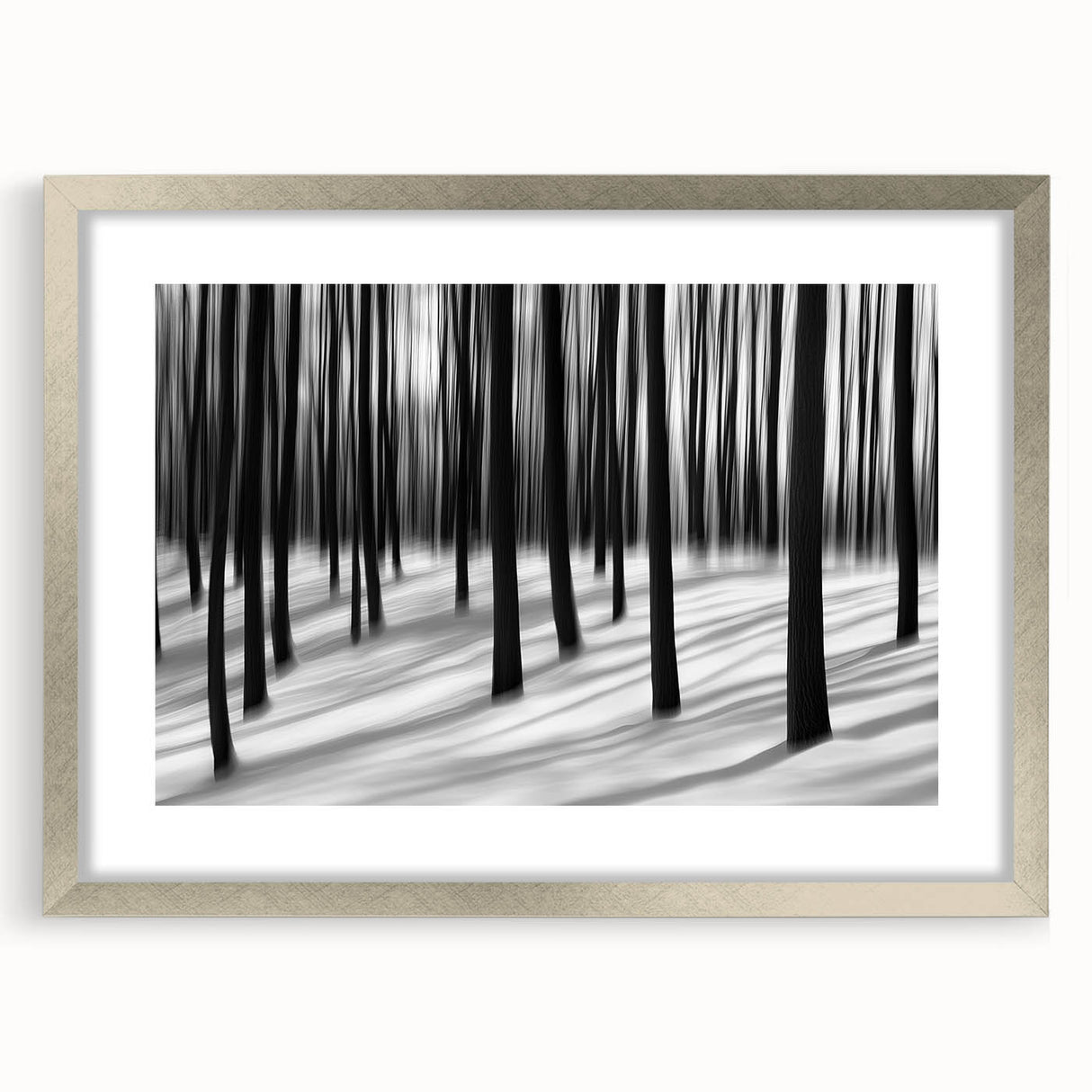Blurred Winter Forest – Dynamic Black and White Motion Wall Art
