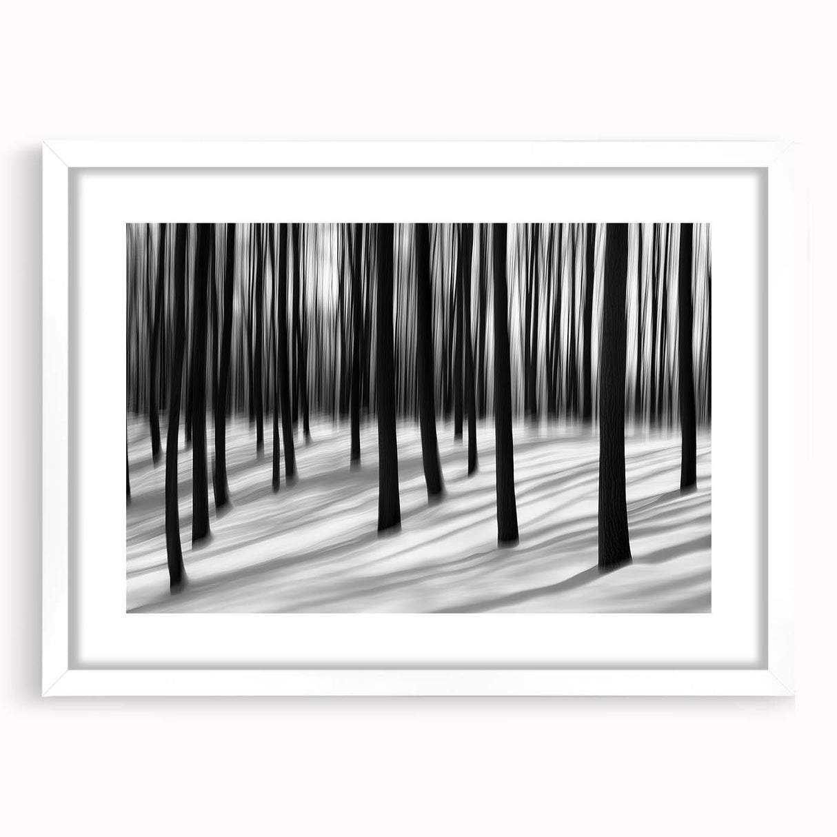Blurred Winter Forest – Dynamic Black and White Motion Wall Art
