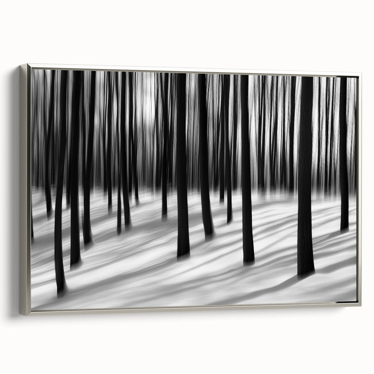 Blurred Winter Forest – Dynamic Black and White Motion Wall Art