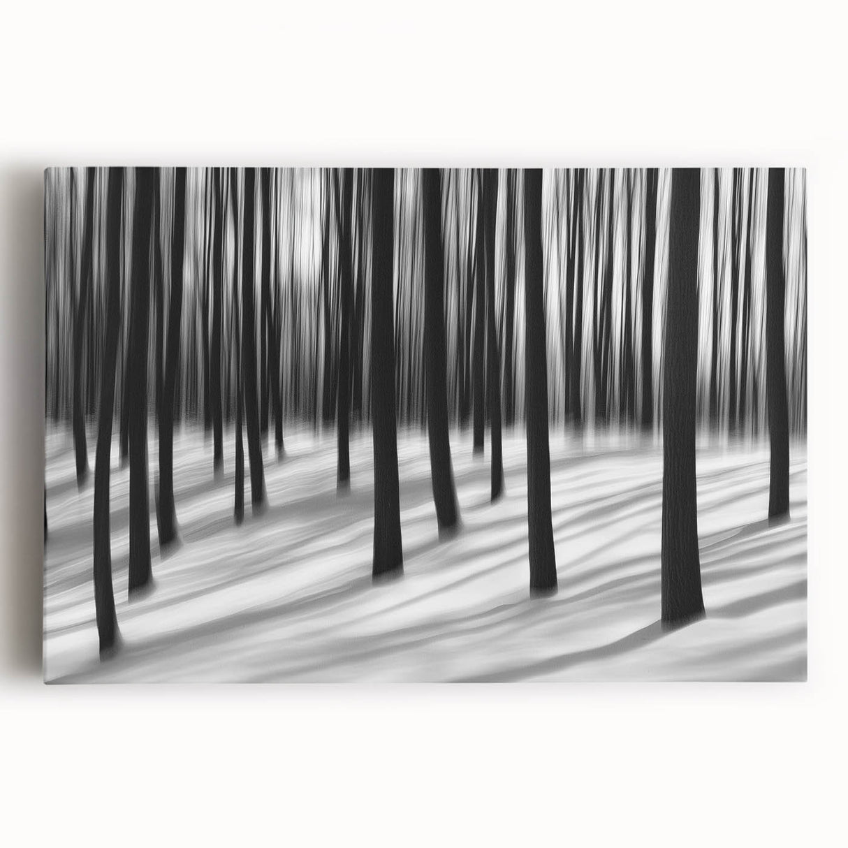 Blurred Winter Forest – Dynamic Black and White Motion Wall Art
