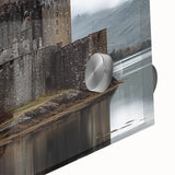 Close-up view of a beautifully detailed acrylic glass landscape featuring a majestic castle surrounded by lush greenery, showcasing vibrant colors and intricate textures. This artwork is perfect for enhancing home decor with a touch of elegance and historical charm.