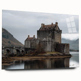 Acrylic glass artwork showcasing a detailed landscape with a majestic castle, viewed from the side. The vibrant colors and intricate design highlight the beauty of the scenery, making it an ideal decor piece for art enthusiasts and castle lovers.