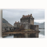 Stretched canvas artwork depicting a vibrant landscape with an enchanting castle, showcasing rich colors and intricate details, perfect for home decor.
