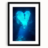 Framed black landscape art featuring intricate cave designs, set against a matte background, ideal for modern home decor, evoking a sense of tranquility and nature.