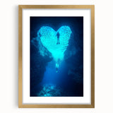 Elegant gold-framed landscape artwork featuring intricate cave designs, displayed with a white mat, ideal for enhancing modern home decor and art collections.